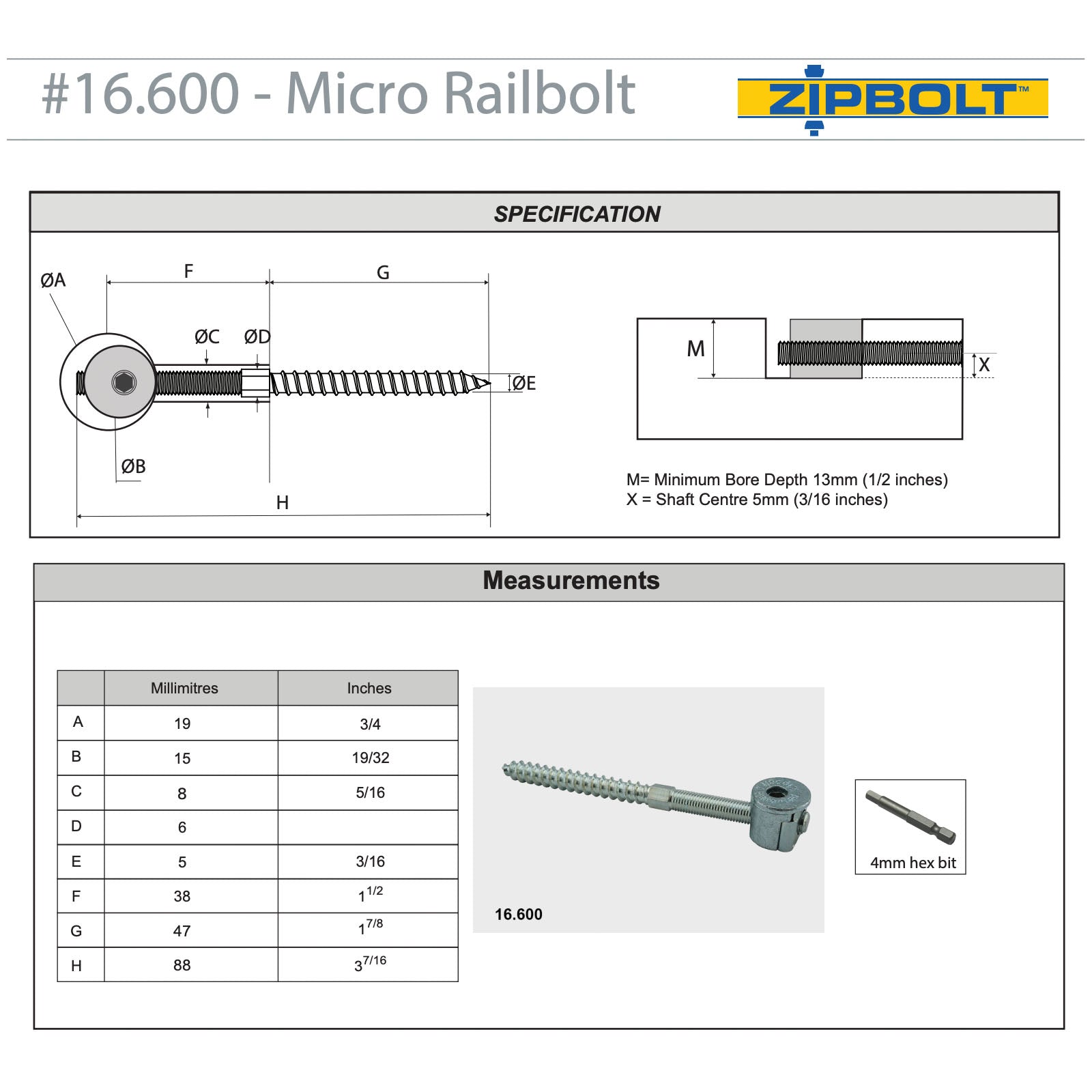 Zipbolt UT Micro Railbolt